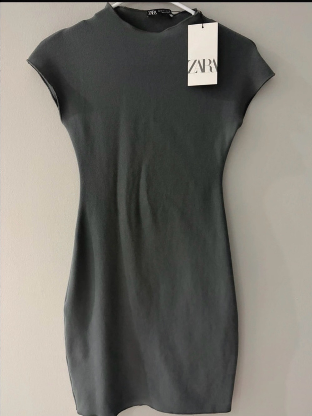 Zara Charcoal Short-Sleeve Bodycon Mini Dress